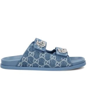 Gucci Double G Strap Sandals - Blue