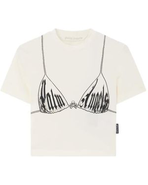 Palm Angels Graphic-Print Cropped T-Shirt - White