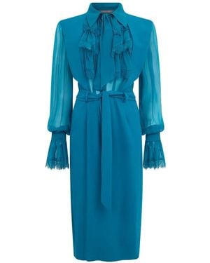 Alberta Ferretti Ruffled Midi Dress - Blue