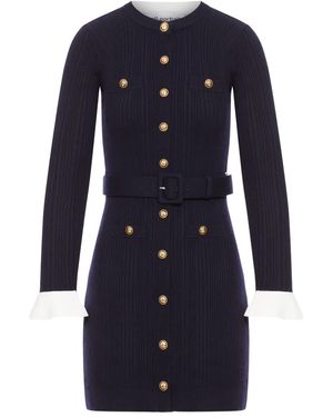Self-Portrait Viscose Knit Mini Dress - Blue