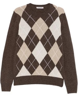 Fileria Argyle-Knit Jumper - Brown