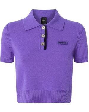Pinko Short-Sleeve Polo Top - Purple