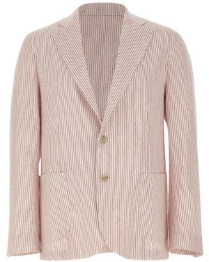 Barba Napoli Easy J Striped Patch-Pocket Blazer - Pink