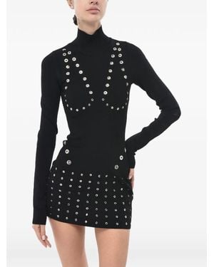 Off-White c/o Virgil Abloh Eyelet-Embellished Knit Mini Dress - Black