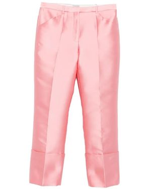 Calvin Klein Satin-Finish Turn-Up-Cuff Trousers - Pink