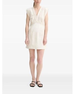 Ba&sh V-Neck Eyelet-Trimmed Mini Dress - White