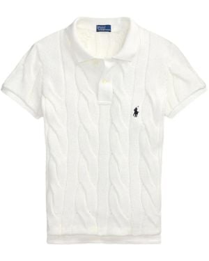 Polo Ralph Lauren Cable-Knit Polo Top - White
