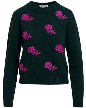 Essentiel Antwerp Pullover Aus Blumen-Jacquard Mit Perlen - Blau