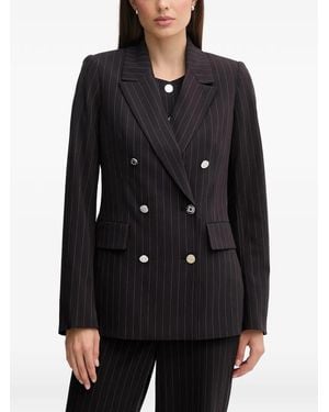 DKNY Pinstripe Double-Breasted Blazer - Black