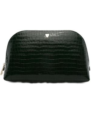 Aspinal of London Kleine Kosmetiktasche Mit Kroko-Effekt - Schwarz