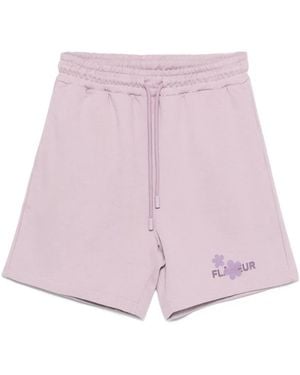 flâneur Shorts Sportivi Con Stampa Logo - Rosa