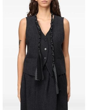 ELEH Braided-Detail V-Neck Waistcoat - Black