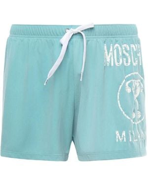 Moschino Badeshorts Mit Logo-Print - Blau