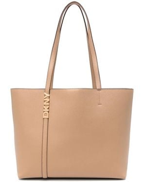 DKNY Medium Logo-Plaque Tote Bag - Natural