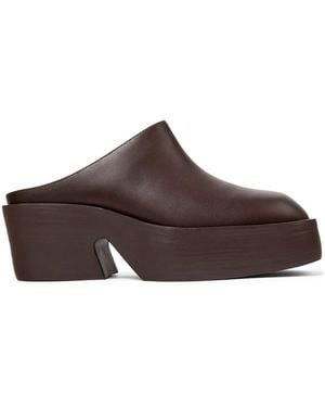 Camper Smooth Leather Square-Toe Platform Mules - Brown