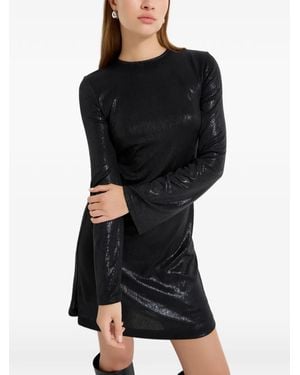 MARCELLA Adya Flared-Sleeves Metallic Mini Dress - Black
