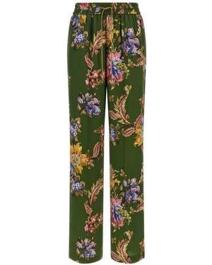 Etro Floral-Print Pants - Green