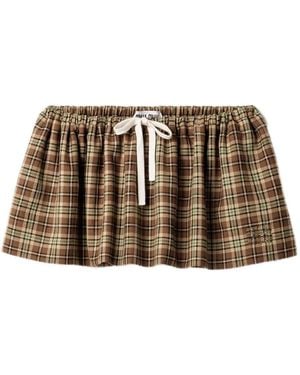 Miu Miu Plaid Miniskirt - Brown