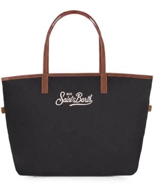 MC2 Saint Barth City Logo-Embroidered Tote Bag - Black