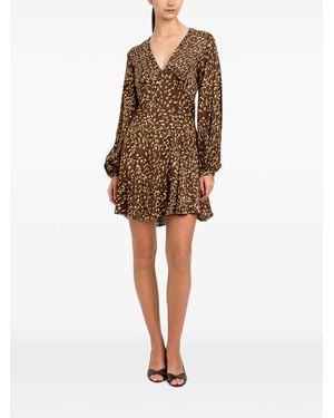 Twinset Animal-Print V-Neck Mini Dress - Natural