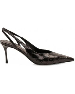 Ferragamo Dafne Croc-Effect Slingback Heeled Pumps - Black