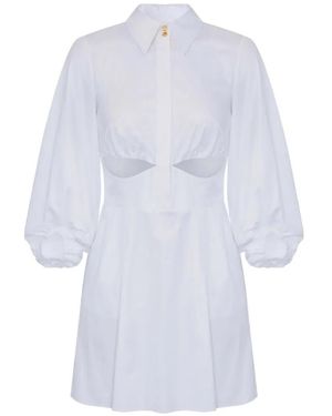 Elisabetta Franchi Cut-Out Balloon Sleeve Dress - White