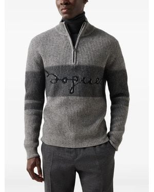 Bogner Yak Troyer Loris Logo-Jacquard Ribbed-Knit Jumper - Grey