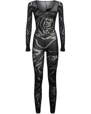 Wolford Rose-Patterned Semi-Sheer Jumpsuit - Black