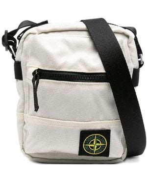 Stone Island Logo-Patch Messenger Bag - Black