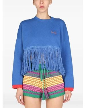 Gallo Fringed Long-Sleeves Jumper - Blue
