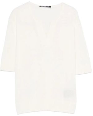 Luisa Cerano V-Neck Short-Sleeve T-Shirt - White