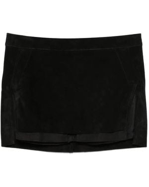 Rick Owens Falda Fog De Piel Con Abertura - Negro