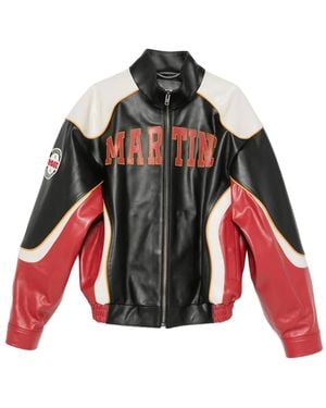 Martine Rose Logo-Patch Leather Jacket - Red