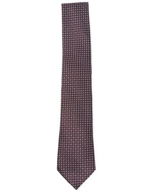 Canali Geometric-Print Silk Tie - Purple
