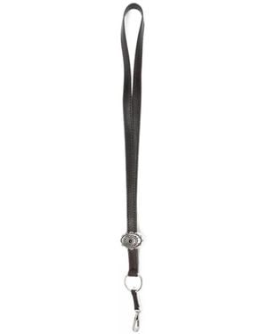 Orciani Engraved-Plaque Leather Lanyard - White