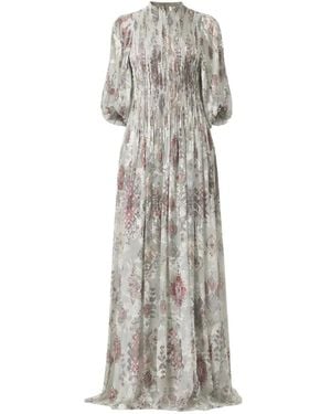 Ermanno Scervino Robe Longue À Fleurs - Blanc