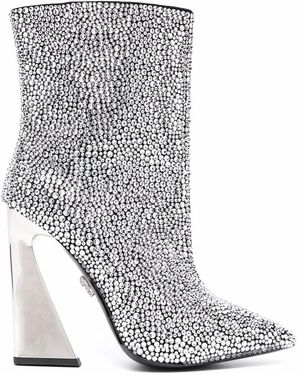 Philipp Plein Crystal-Embellished Ankle Boots - White
