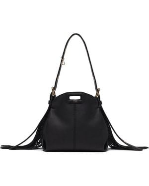 Maje Mini Miss M Fringe-Trimmed Leather Shoulder Bag - Black