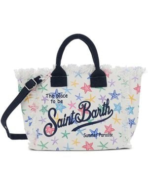 MC2 Saint Barth Colette Starfish-Print Frayed Tote Bag - Blue