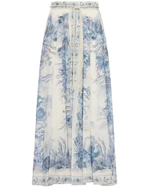 Zimmermann Wanderlust A-Line Skirt - Blue