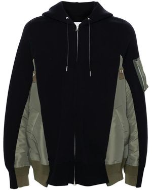 Sacai カラーブロック パーカー - ブラック