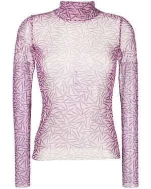 Viktor & Rolf Semi-Sheer Logo-Print Top - Pink