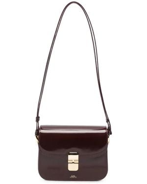 A.P.C. Small Grace Patent-Leather Shoulder Bag - White