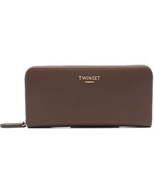 Twinset Logo-Appliqué Wallet - Brown