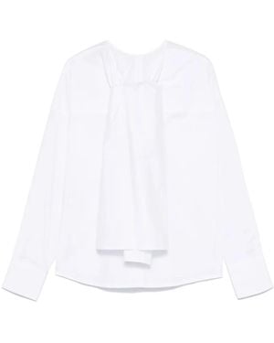 Plan C Maxi-Bow Poplin Blouse - White