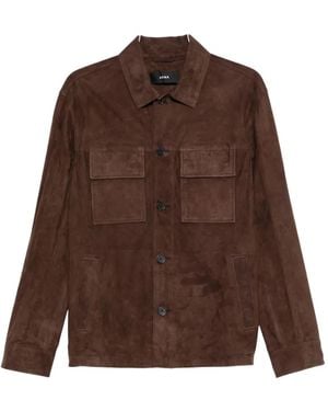 Arma Flap-Pocket Suede Overshirt - Brown