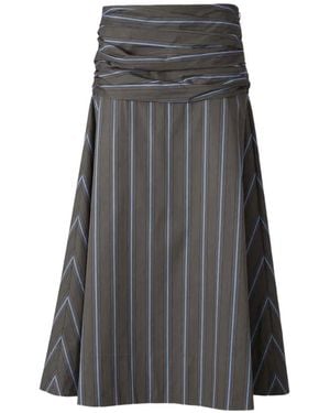 STAUD Sol Striped Skirt - Grey