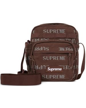 Supreme Logo-Print Shoulder Bag - Brown