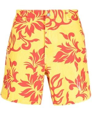 ERL Graphic-Print Knee-Length Shorts - Orange