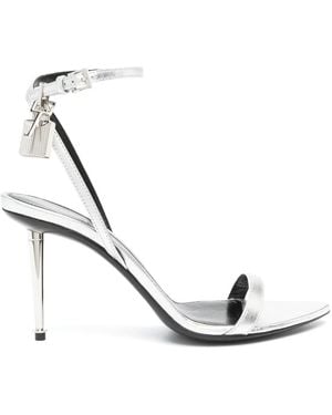 Tom Ford Padlock Metallic Leather Sandals - Gray